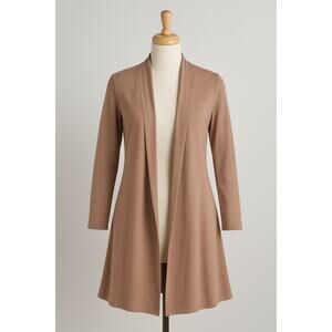 Rags & Couture Small Tan Drape Open Front Lightweight Knit Cardigan Sweater‎